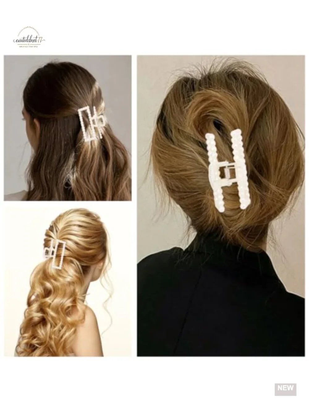 6 Pcs Pearl Claw Hair Clips - Bridesmaid Gifts, No Slip, Classic Style